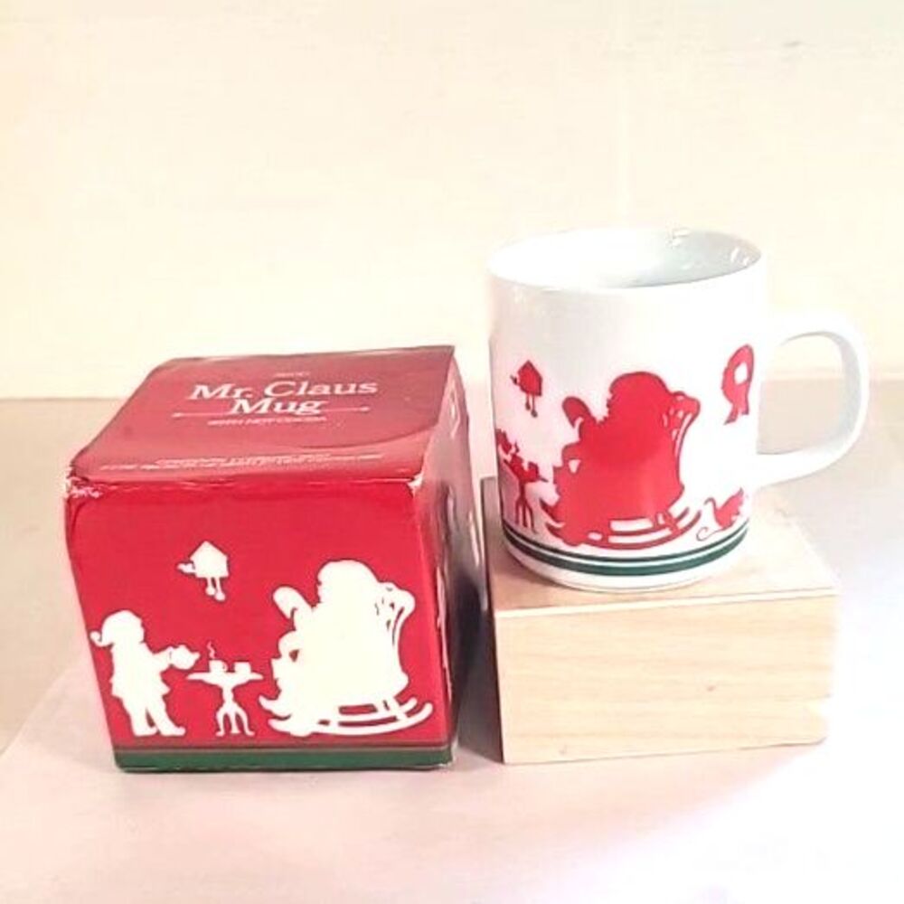 Mr Claus Mug Christmas Coffee Tea Cup 1984 Green Red In Box Vintage Avon